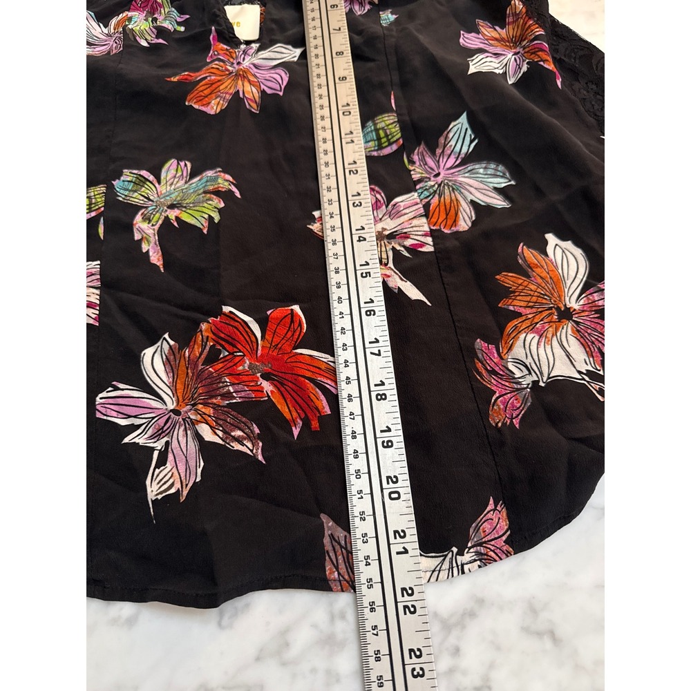 Maeve Anthropologie Black Silk Floral Lace Trim Camisole Top Womens Size 8 - Picture 6 of 8